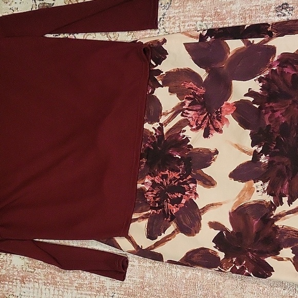 Van Heusen Studio Brown Tan Vintage Lined Back Zip Floral Pencil Skirt - Size 6 - Picture 8 of 8